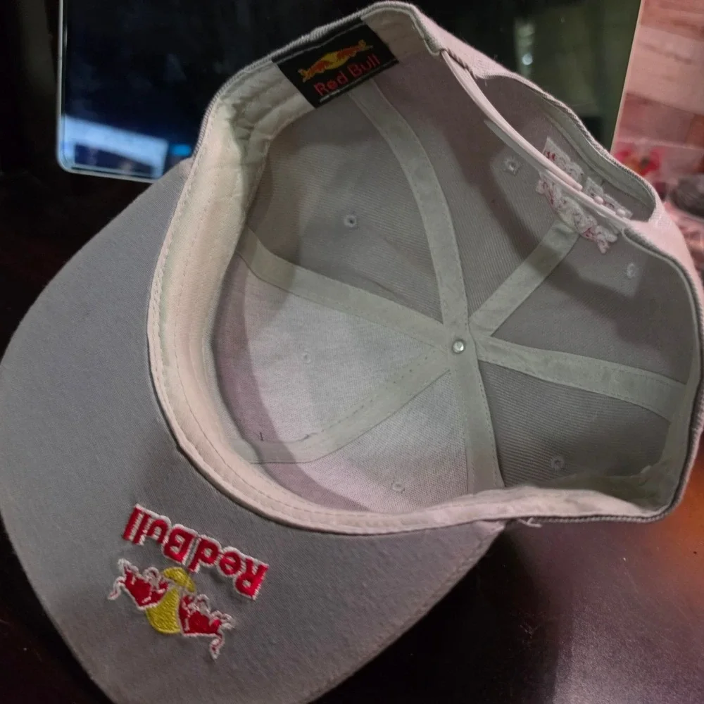 Red Bull Racing Snapback Hat Grey Embroidered Logo Adjustable Flat Brim Cap